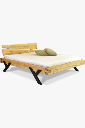 Massivholz Designbett Fichte 180x200 cm mit Metallfüßen